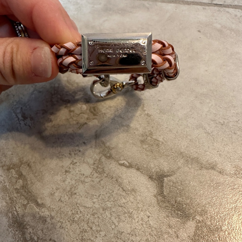Henri Bendel Pink Braided Leather Bracelet